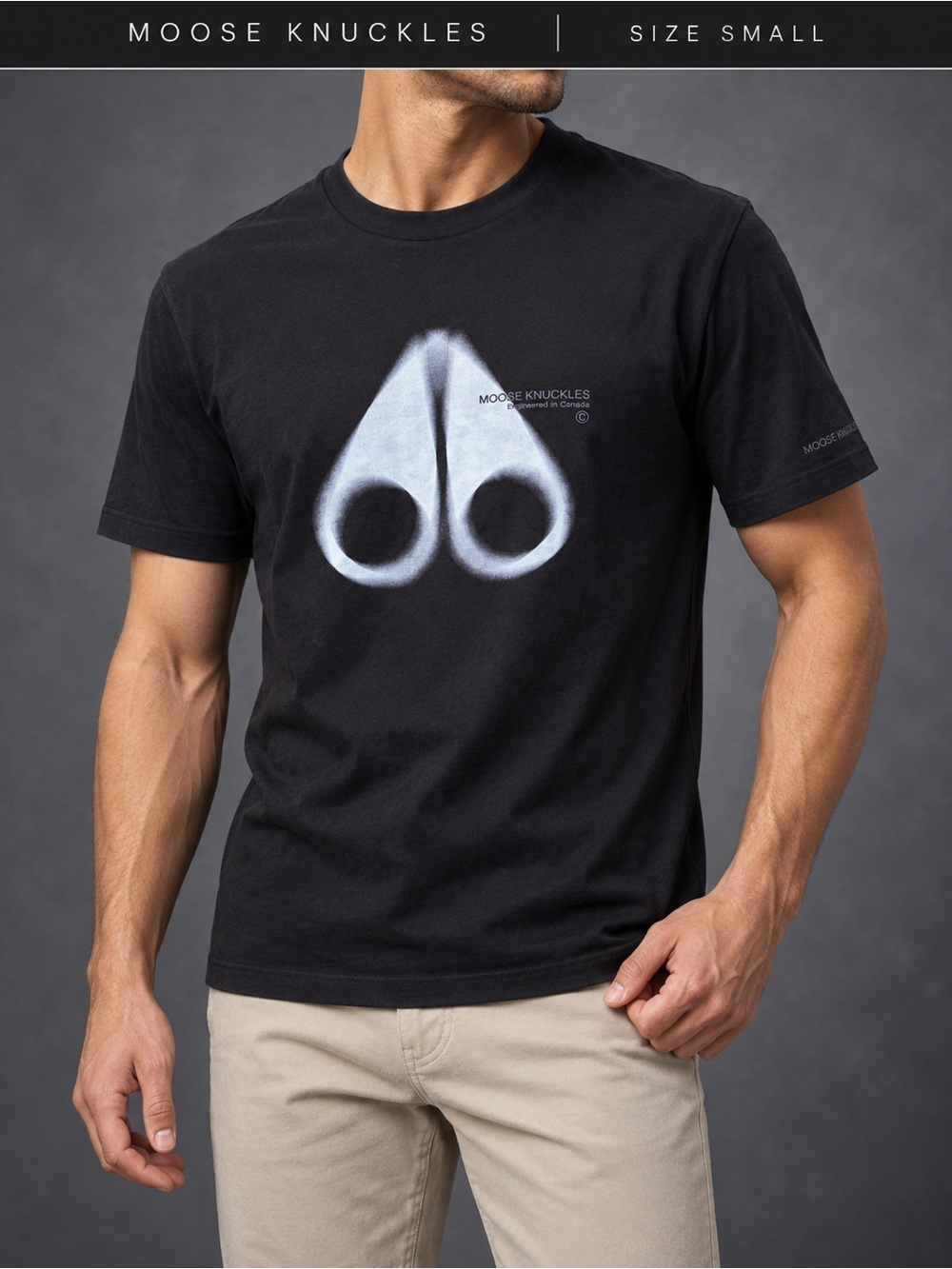 Moose Knuckles Black MOOSE Graphic Tee Size Small